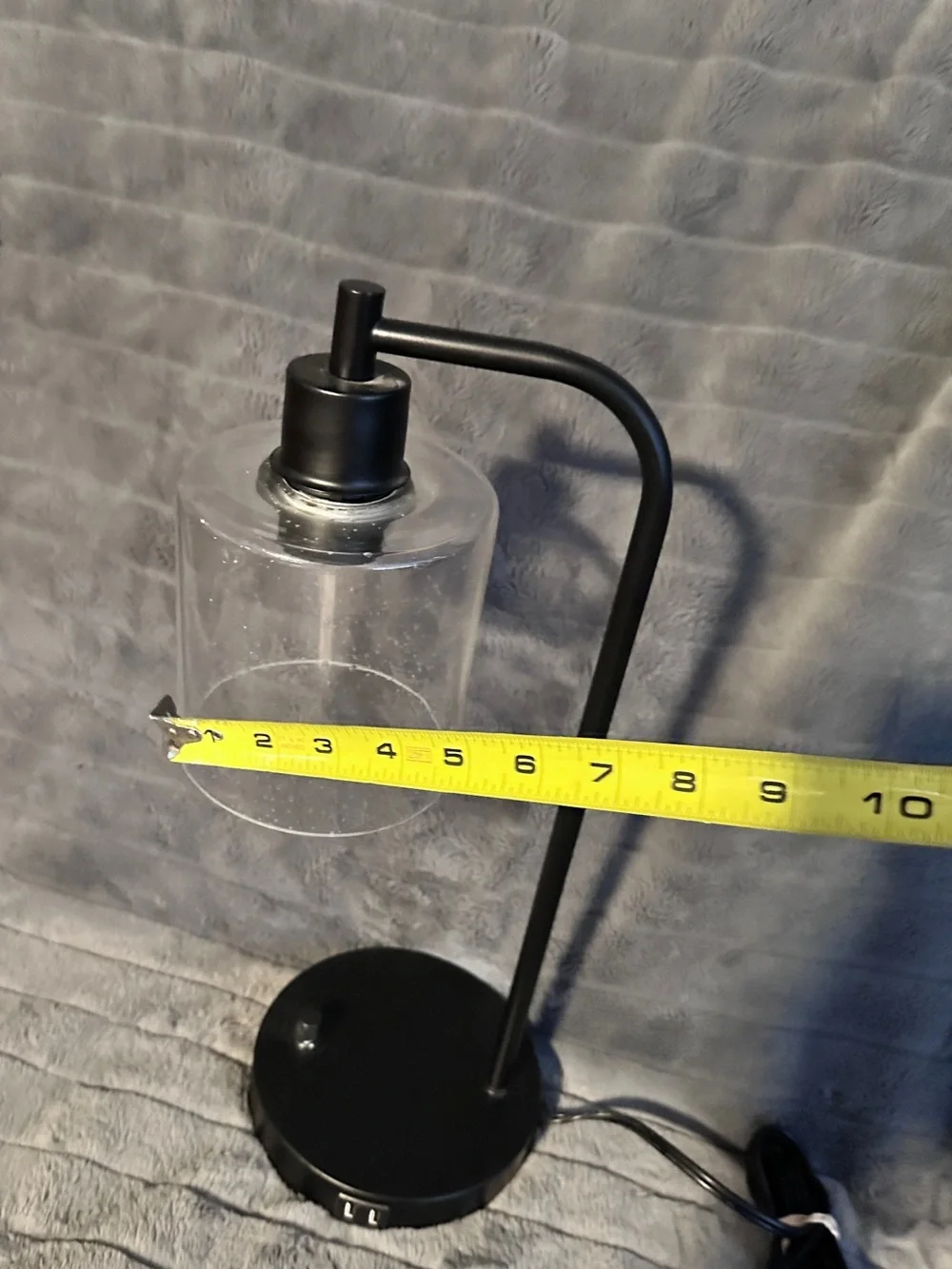Home Accents Black Metal Desk Lamp with Clear Seeded Glass Shade
